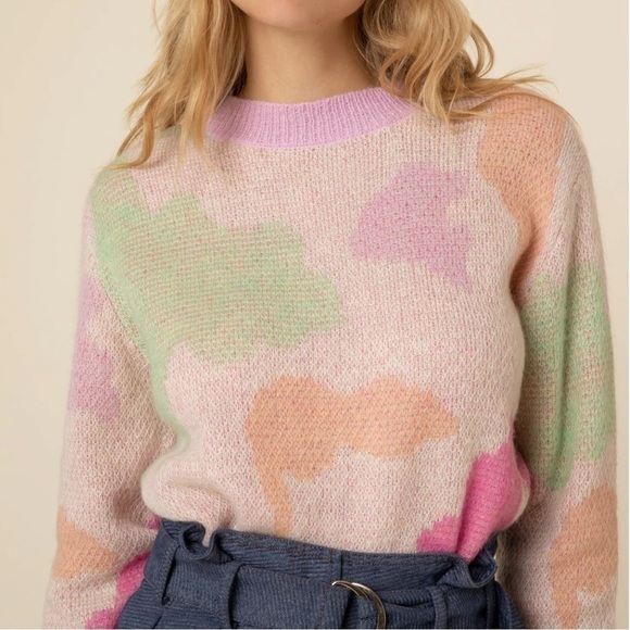 FRNCH Paris pastel crewneck sweater mohair wool blend size small multicolor - Picture 4 of 9